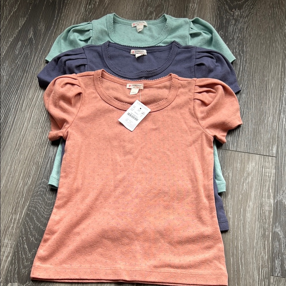 3-Bundle Girls J. Crew Puff Sleeve Pointelle Shirts